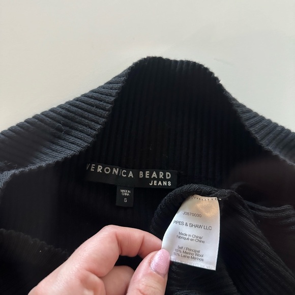 Veronica Beard Jeans Nolan Off Shoulder Merino Wool Ballet Sweater Black S - Picture 6 of 7